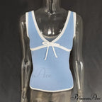 Deep V-Neck Stylish White Seam Top image 30