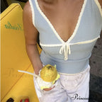Deep V-Neck Stylish White Seam Top image 22