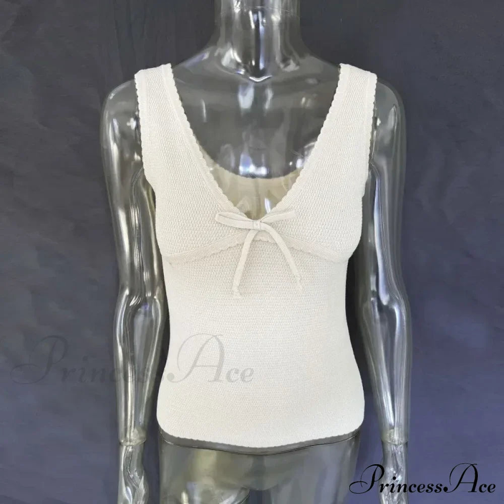 Deep V-Neck Stylish White Seam Top image 28