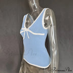 Deep V-Neck Stylish White Seam Top image 31
