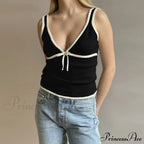 Deep V-Neck Stylish White Seam Top image 1