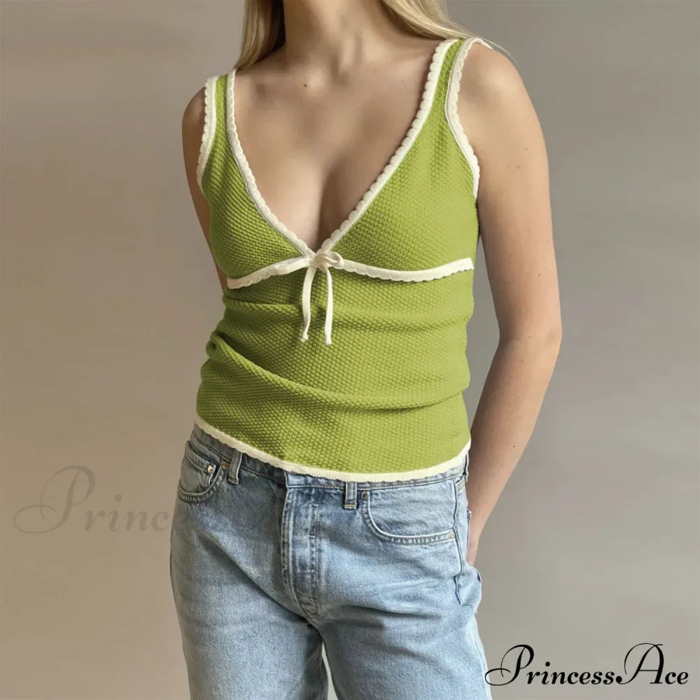 Deep V-Neck Stylish White Seam Top image 2