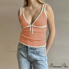 Deep V-Neck Stylish White Seam Top image 4