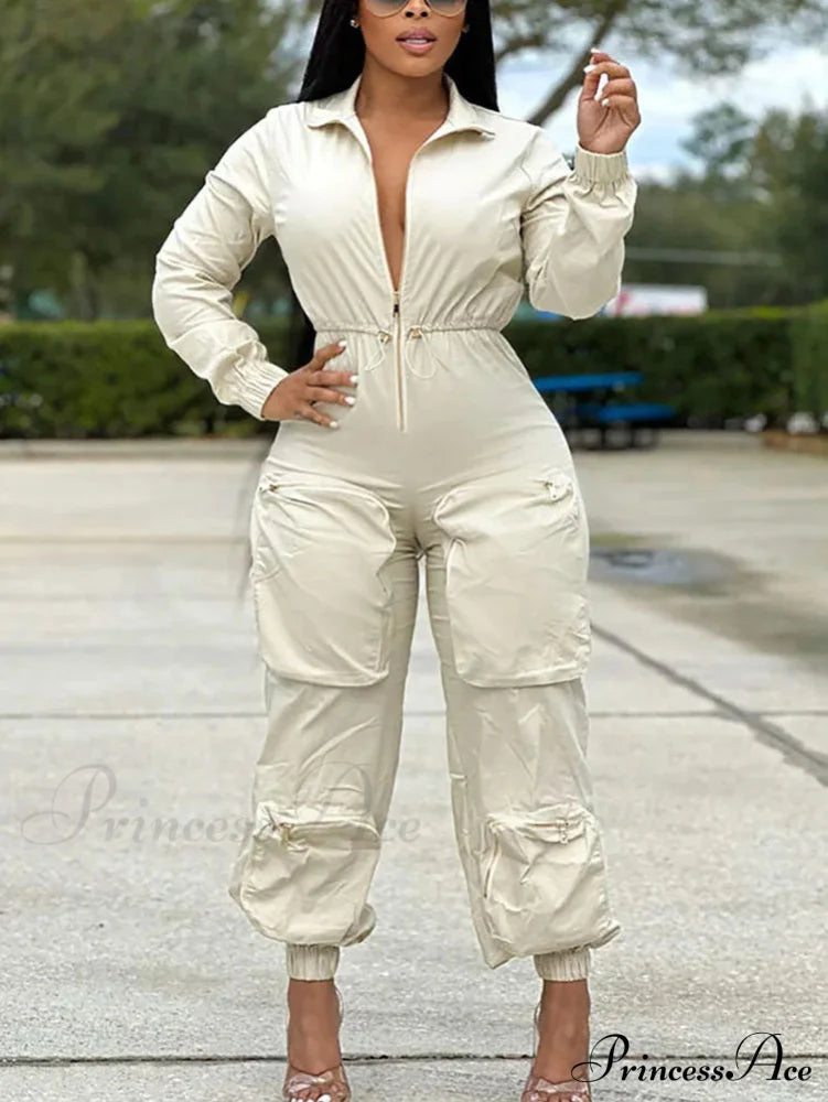 Deep V Shawl Collar Bishop Sleeve Jumpsuit image 1