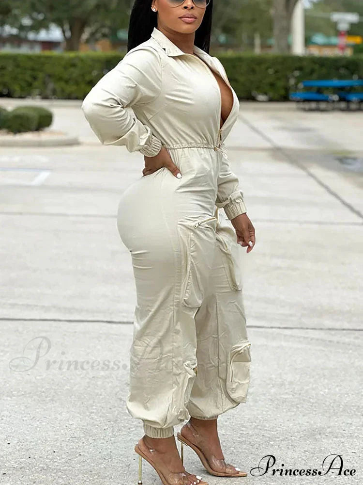 Deep V Shawl Collar Bishop Sleeve Jumpsuit image 2