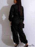 Deep V Shawl Collar Bishop Sleeve Jumpsuit image 8