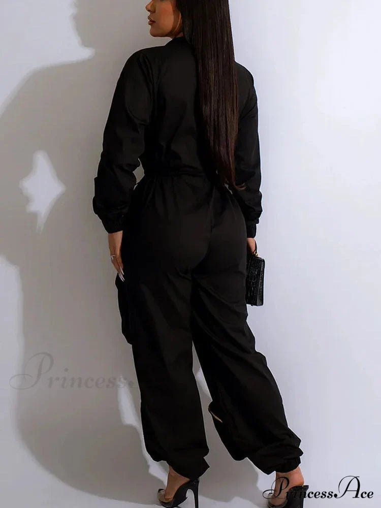 Deep V Shawl Collar Bishop Sleeve Jumpsuit image 8