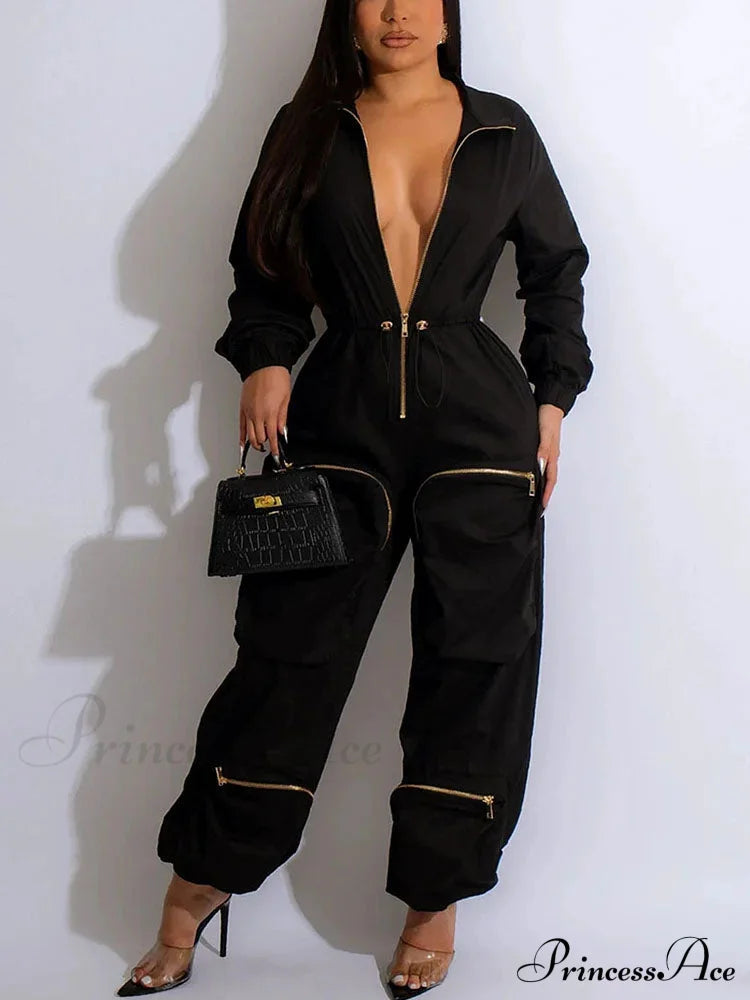 Deep V Shawl Collar Bishop Sleeve Jumpsuit image 7