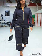 Deep V Shawl Collar Bishop Sleeve Jumpsuit image 5