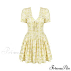 Deep V Short Sleeve Mini Women's Lined Fashion Ball Gown Club Party OutFit Summer Floral Dress image 4
