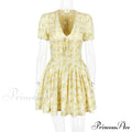 Deep V Short Sleeve Mini Women's Lined Fashion Ball Gown Club Party OutFit Summer Floral Dress image 7