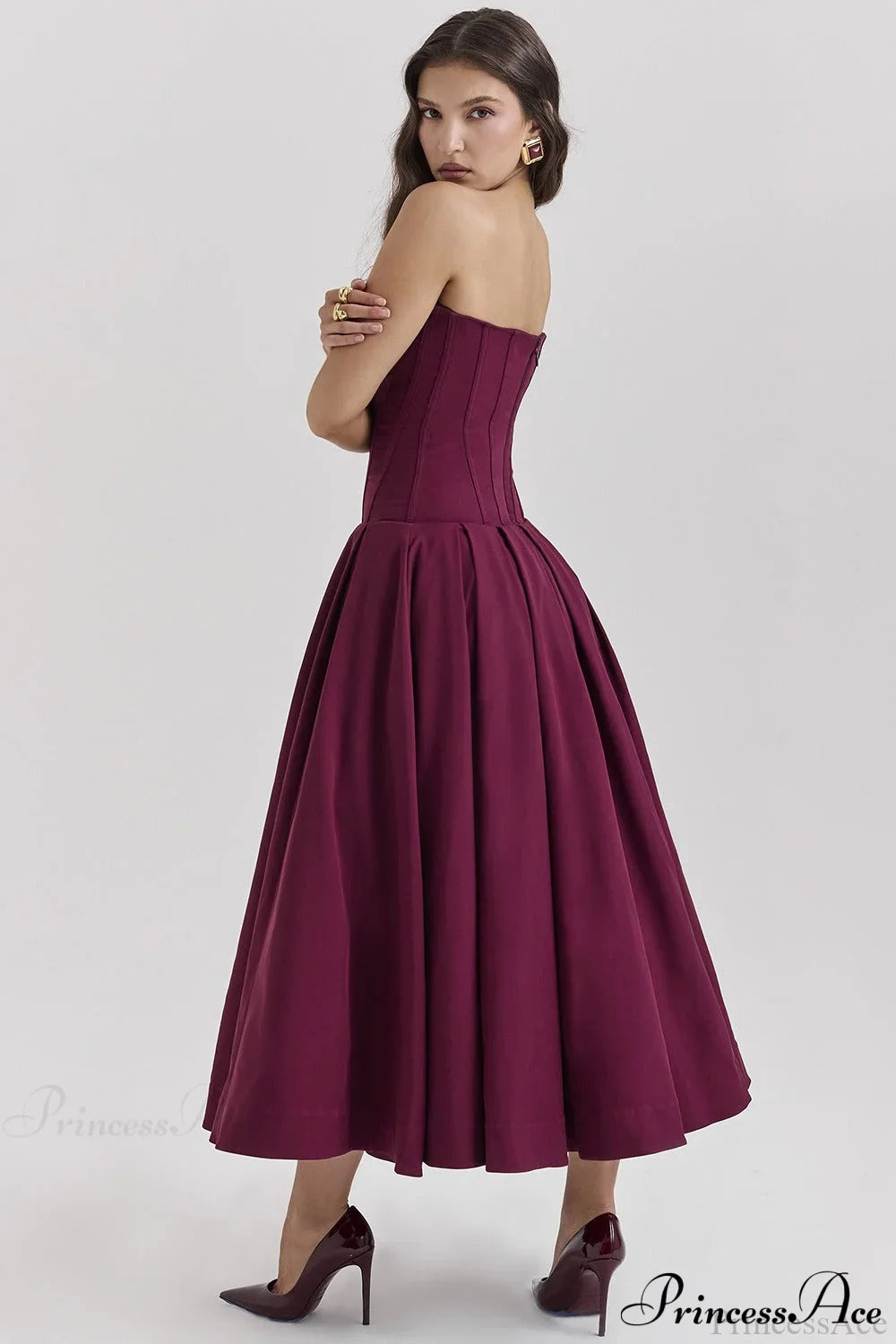 Deep V Strapless Bodycon Low-Waist Party Dress image 3