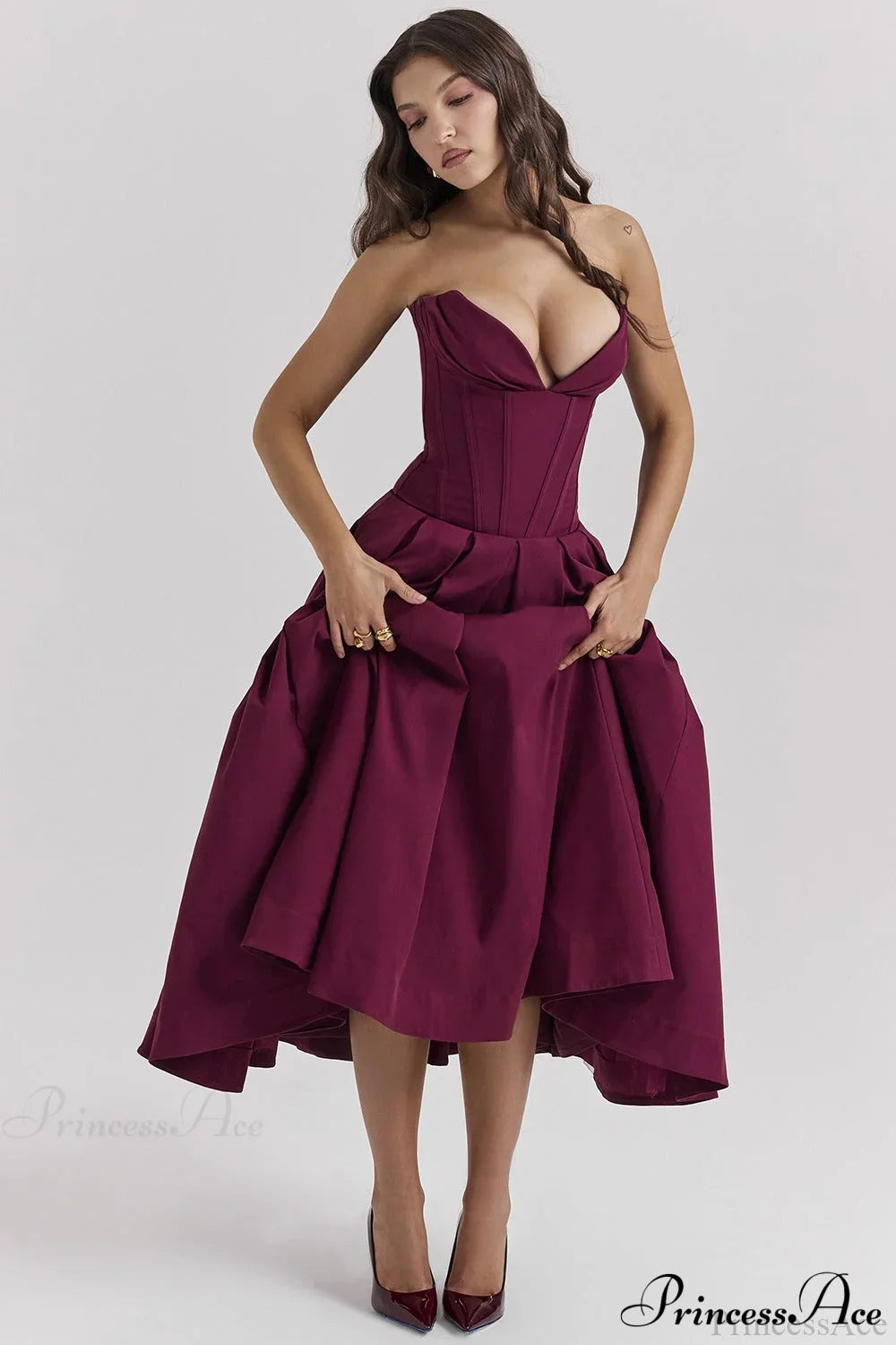 Deep V Strapless Bodycon Low-Waist Party Dress image 1