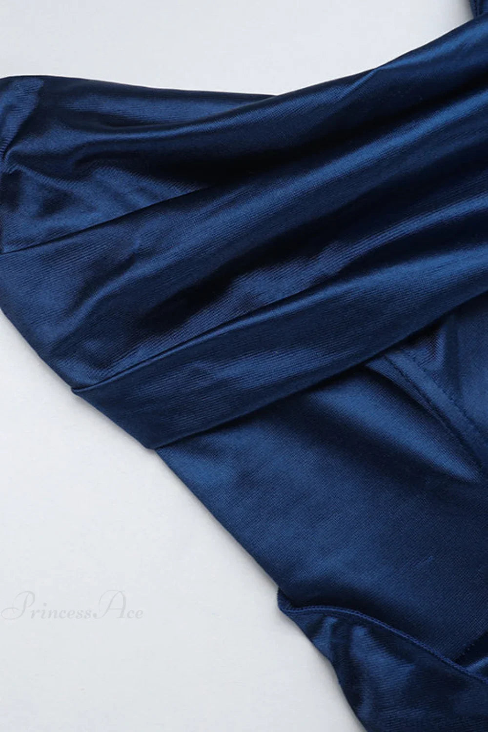 Deep V Waist-Cinched Satin Split Bodycon Party Dress image 5