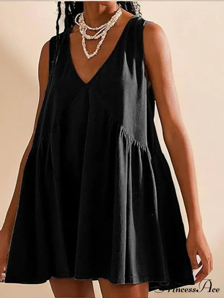 Deep V Wide Charming Strap Mini Tank Dress image 4