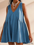 Deep V Wide Charming Strap Mini Tank Dress image 1