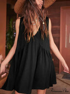Deep V Wide Charming Strap Mini Tank Dress image 5