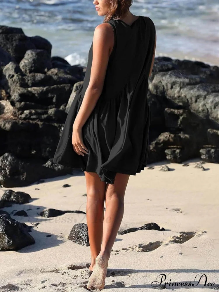 Deep V Wide Charming Strap Mini Tank Dress image 6