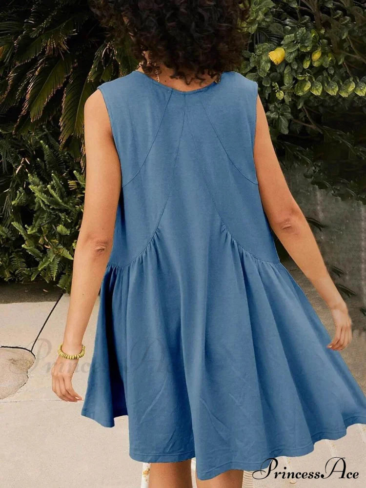 Deep V Wide Charming Strap Mini Tank Dress image 3