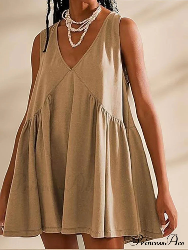 Deep V Wide Charming Strap Mini Tank Dress image 14
