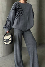 Casual Round Neck Knit Sweater with Pants Two Piece Set image 6