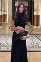 Open Back Cut Out Crop Top Flared Maxi Dress image 2