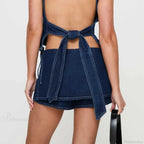 Denim Bow Knot Patchwork Skirt image 3