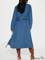 Denim Button Graceful High Split Skirt image 3