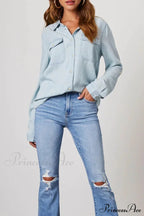 Denim Button-Up Blouse image 10