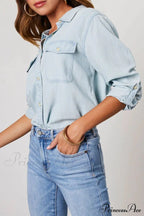 Denim Button-Up Blouse image 9