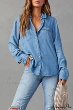 Denim Button-Up Blouse image 4