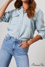 Denim Button-Up Blouse image 6