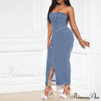 Denim Dreams Stylish Lace-Up Mini Dress image 2