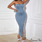 Denim Dreams Stylish Lace-Up Mini Dress image 1