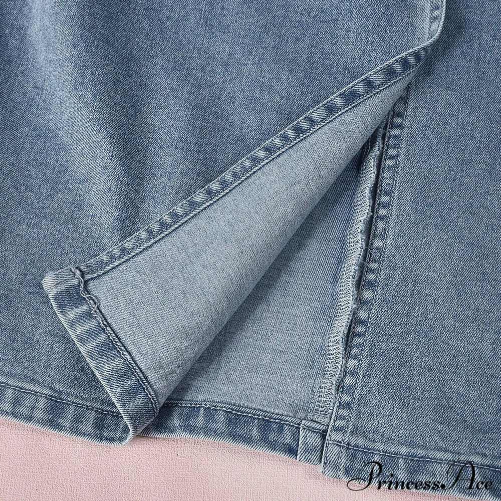 Denim Dreams Stylish Lace-Up Mini Dress image 8