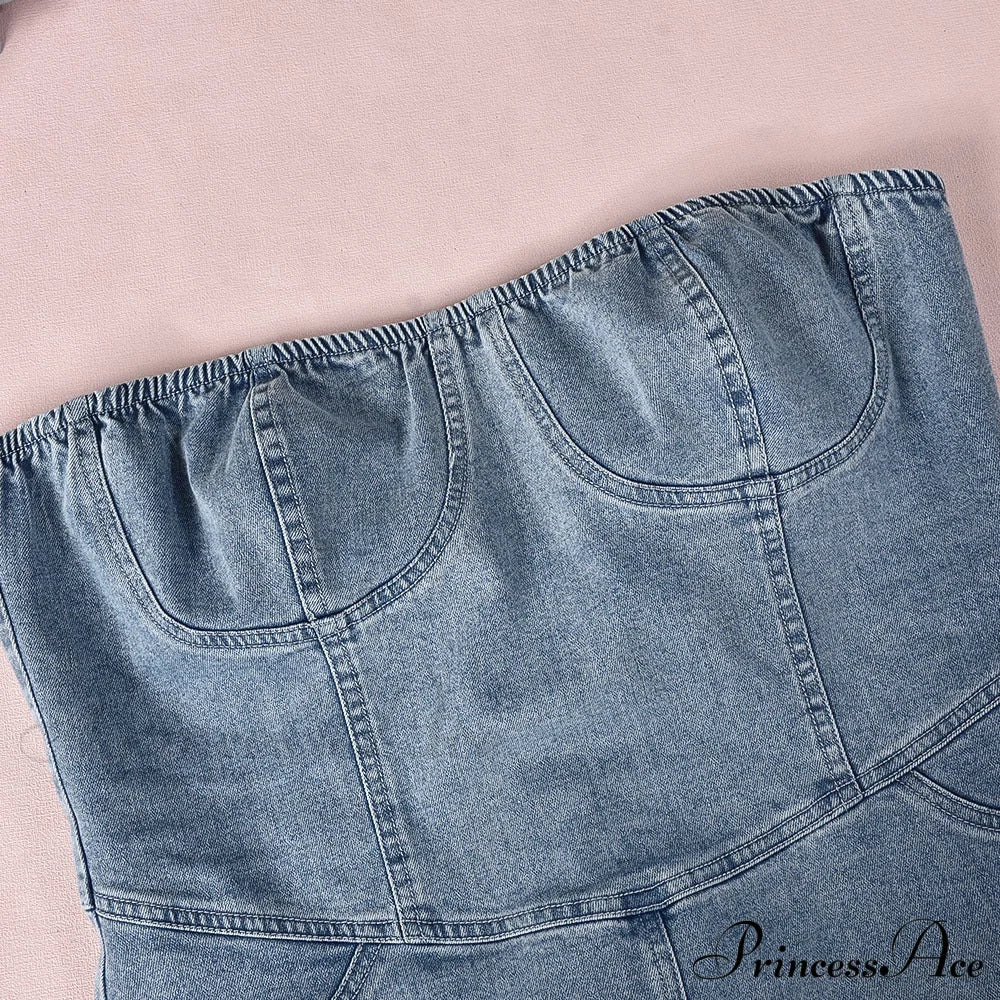 Denim Dreams Stylish Lace-Up Mini Dress image 3