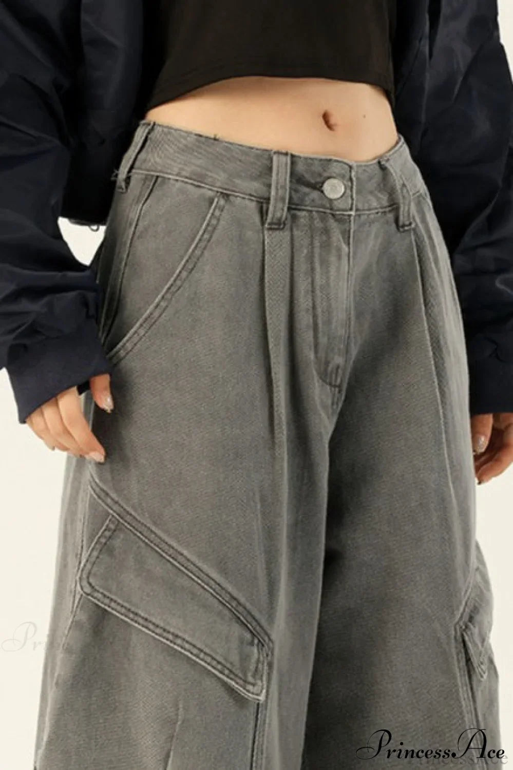 Denim Loose Wide Leg Flattering Cargo Pants image 7