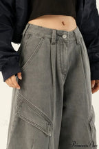 Denim Loose Wide Leg Flattering Cargo Pants image 7