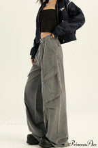 Denim Loose Wide Leg Flattering Cargo Pants image 6