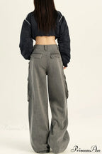 Denim Loose Wide Leg Flattering Cargo Pants image 8