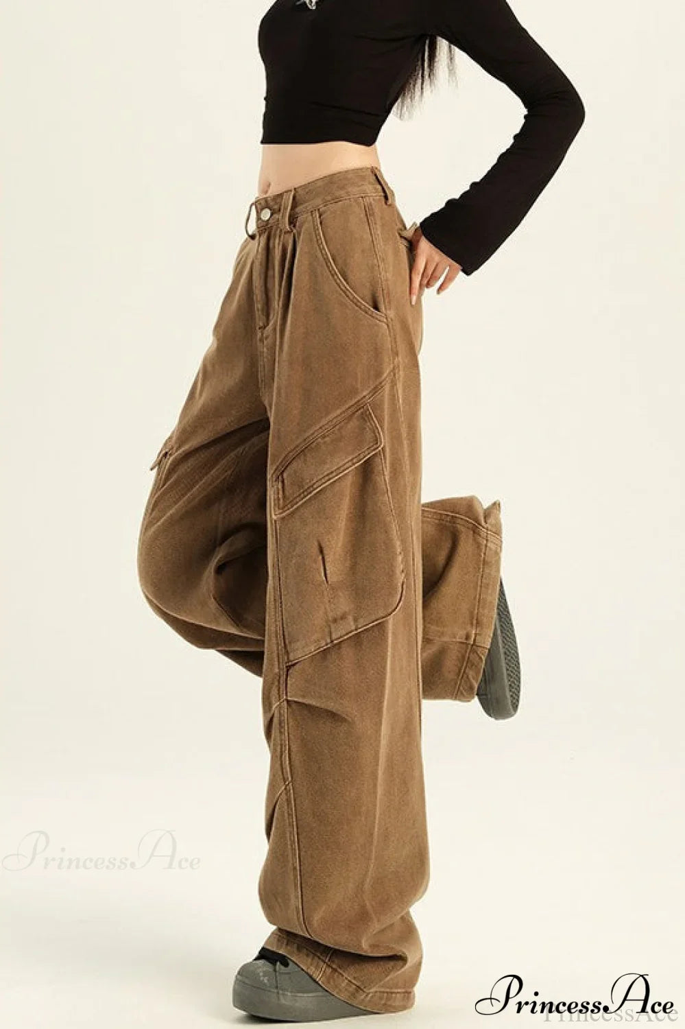 Denim Loose Wide Leg Flattering Cargo Pants image 2
