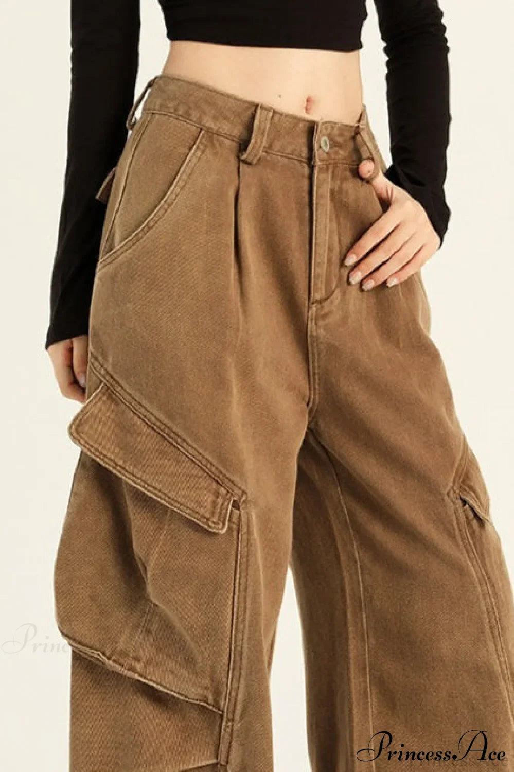 Denim Loose Wide Leg Flattering Cargo Pants image 4