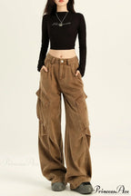 Denim Loose Wide Leg Flattering Cargo Pants image 1