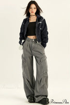 Denim Loose Wide Leg Flattering Cargo Pants image 5
