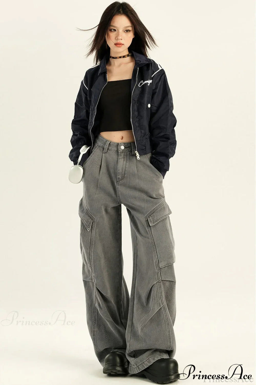 Denim Loose Wide Leg Flattering Cargo Pants image 5