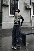 Denim Multi-Pocket Street Loose Cargo Pants image 2