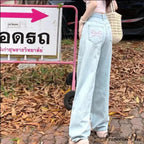 Denim Pink Pocket Charming Bow Embroidery Jeans image 2