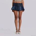 Denim Ruffle Buckled Belted Skirt image 4