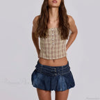 Denim Ruffle Buckled Belted Skirt image 5