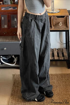 Denim Washed Distressed Loose Cargo Pants image 6